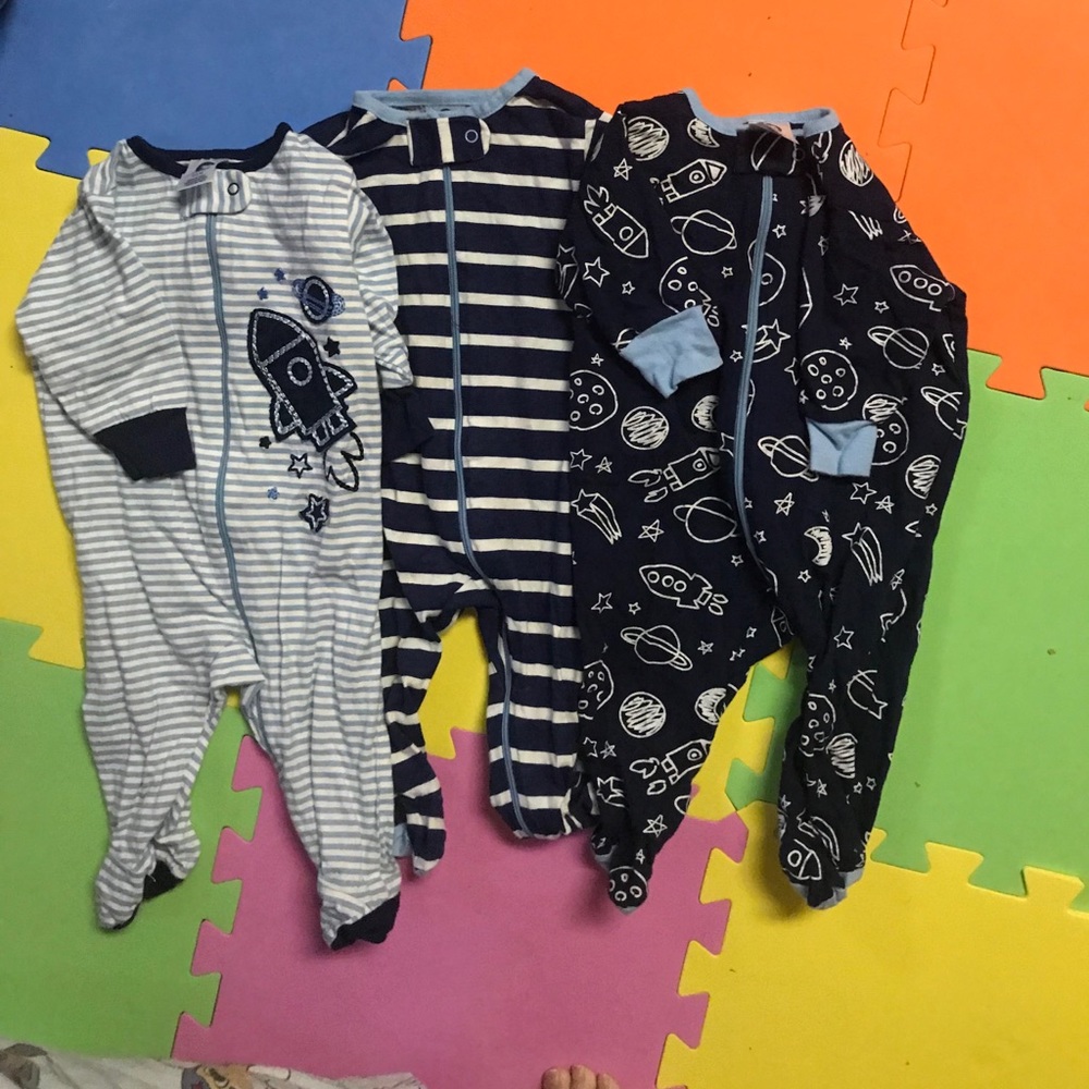 🚀🚀0-3mo 3ea cotton sleep & play w/ footies🚀🚀